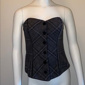 Strapless corset style plaid top